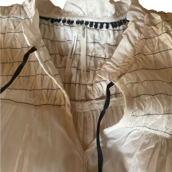 Anthropologie Long-Sleeve Babydoll Blouse White Small NWOT - Picture 5 of 7